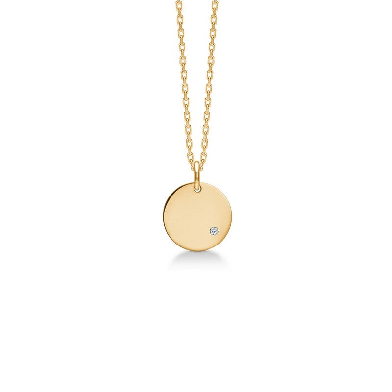 Token vedhæng i 8 kt guld med 0,005 ct diamant fra Mads Z